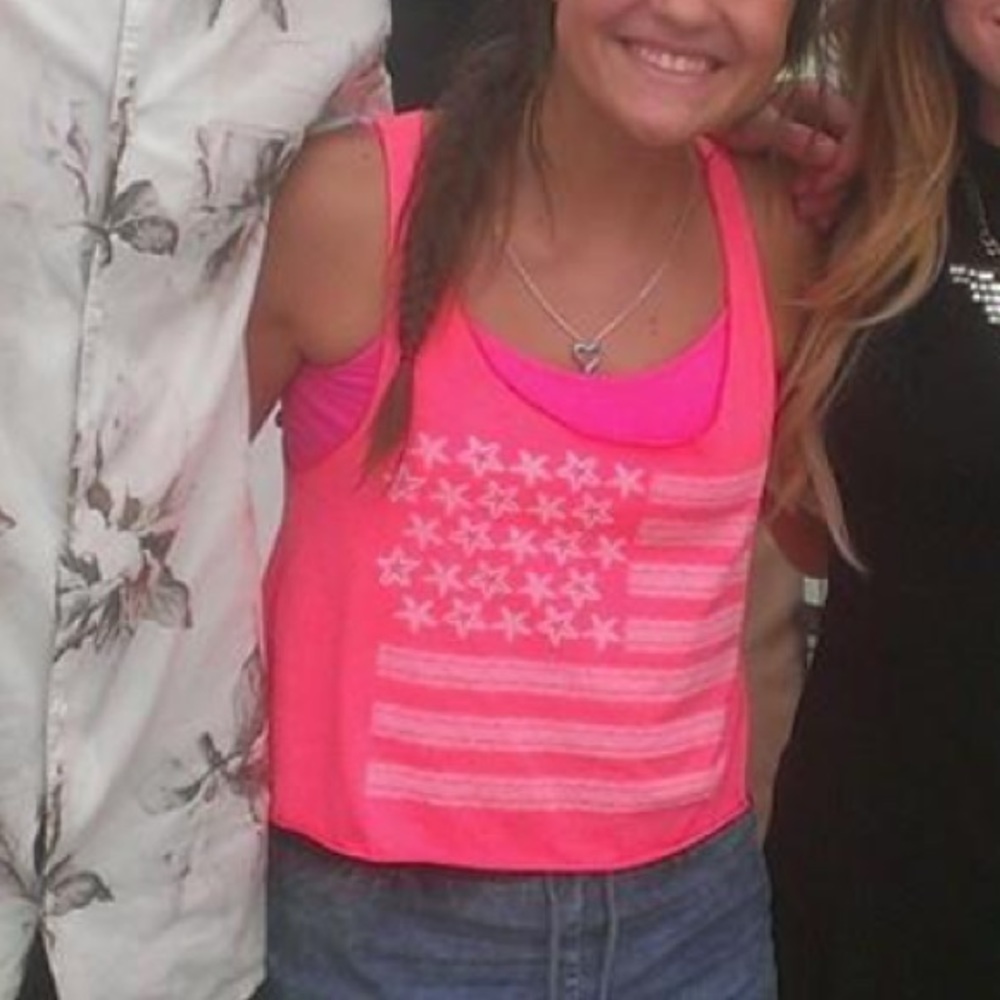 Pink American flag crop top